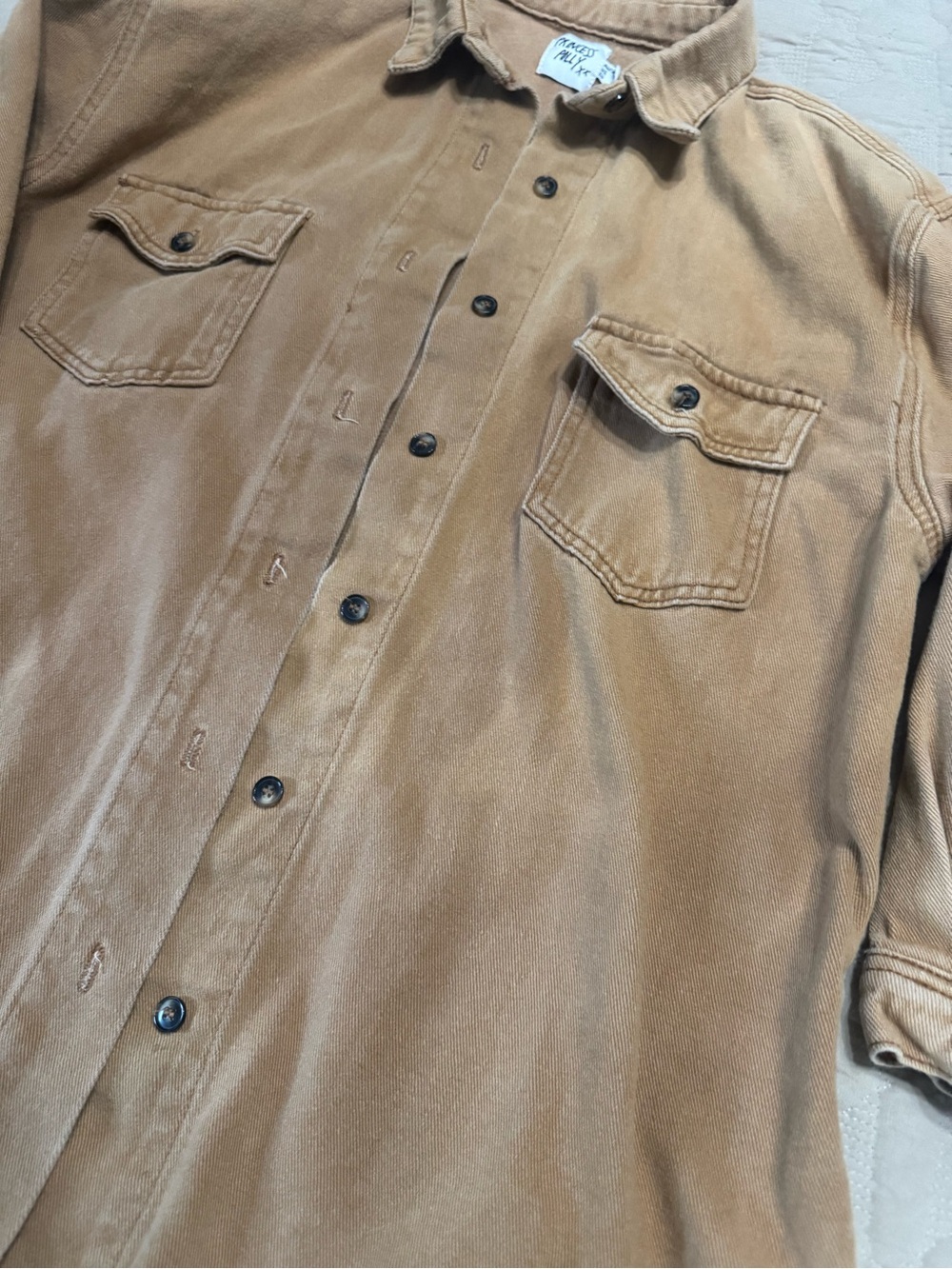 Princess Polly Vintage Workshirt Button-Up in Camel Cotton Tan - Picture 2 of 8